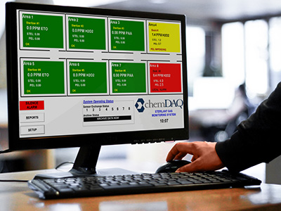 ChemDaq monitoring system on a computer screen